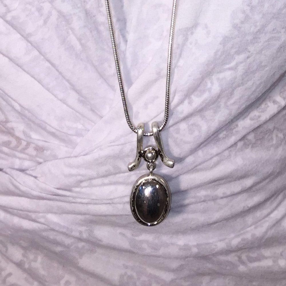 Reversible Silver Tone Pendant